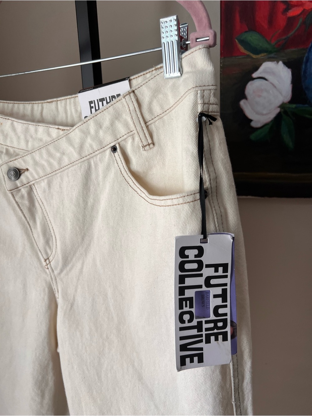 Future collective tapered Cream High-Rise Straight Jeans - Picture 4 of 9